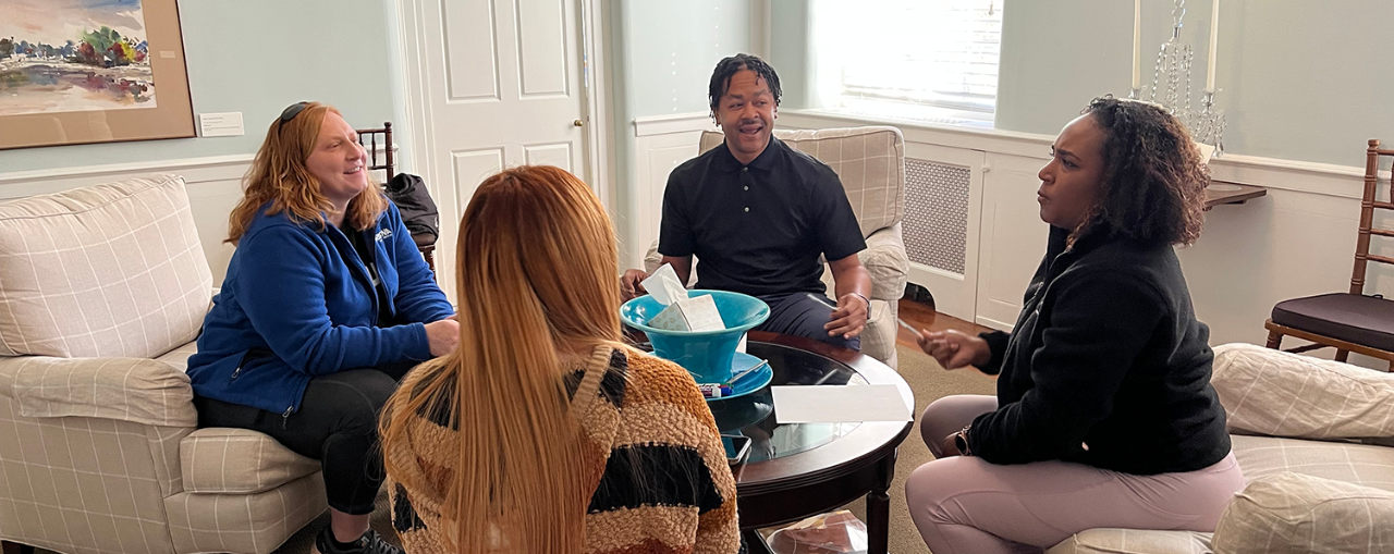 2023 Basic Mediation Participants Four Basic Mediation Training participants practice their skills in role play.
